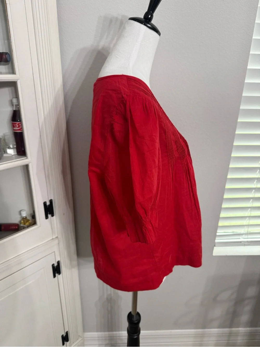 Abercrombie & Fitch Red V-Neck Button Front Blouse